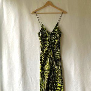 Ganni Tiger Print Silk-blend Satin Maxi Dress